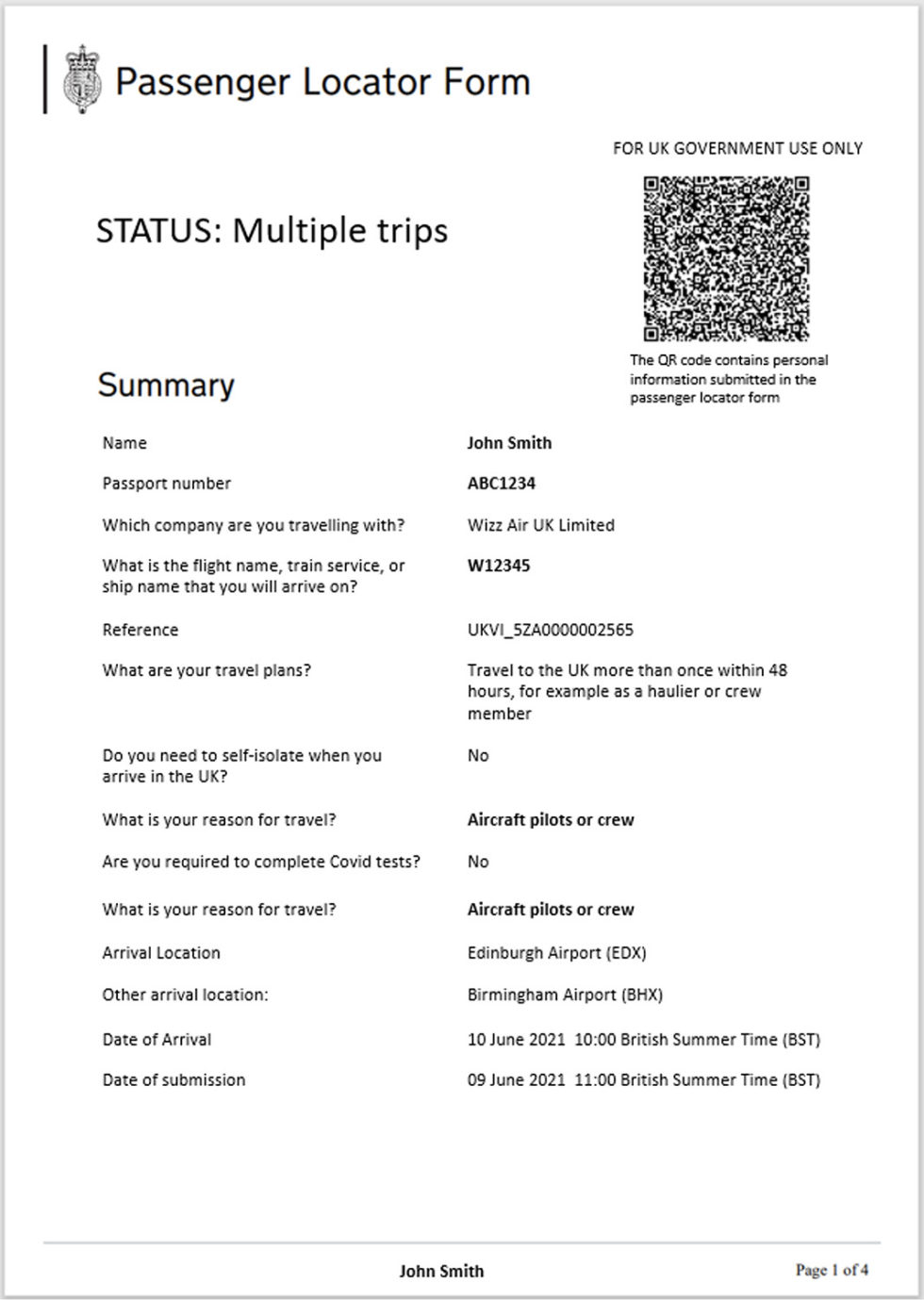 fill out uk passenger locator form