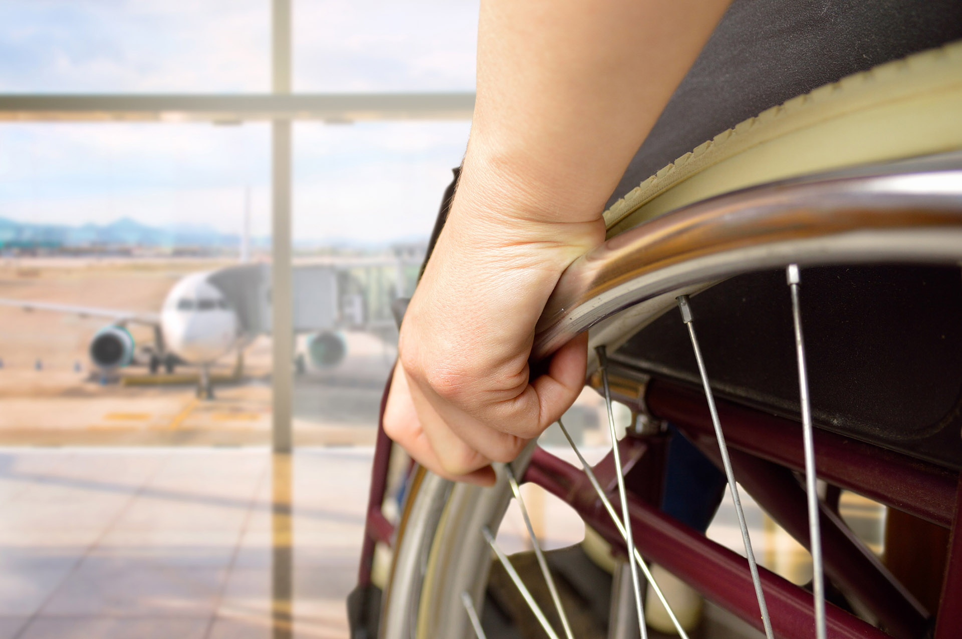 wheelchair traveller at the airport