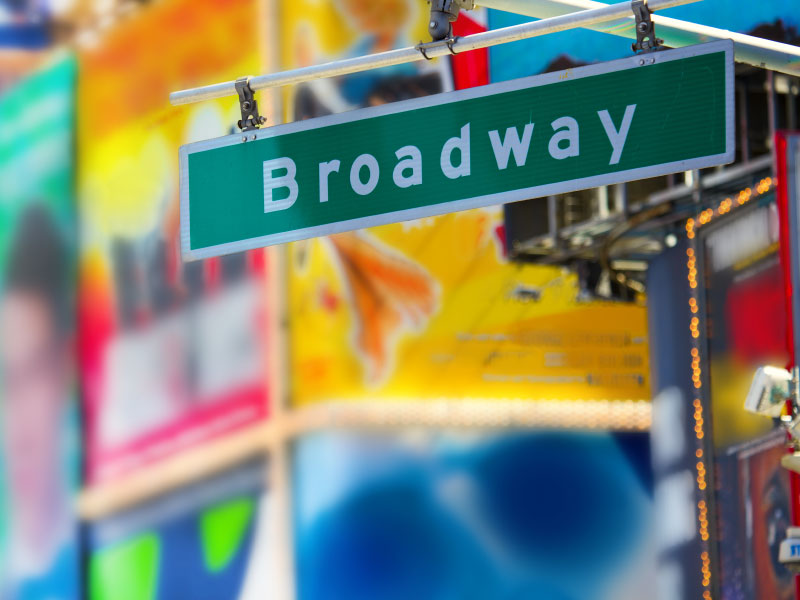 A view of a sign on Broadway in New York